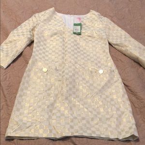Gold Lilly Pulitzer dress (3/4 length sleeves)